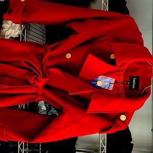 Red winter trench coat style brand new .